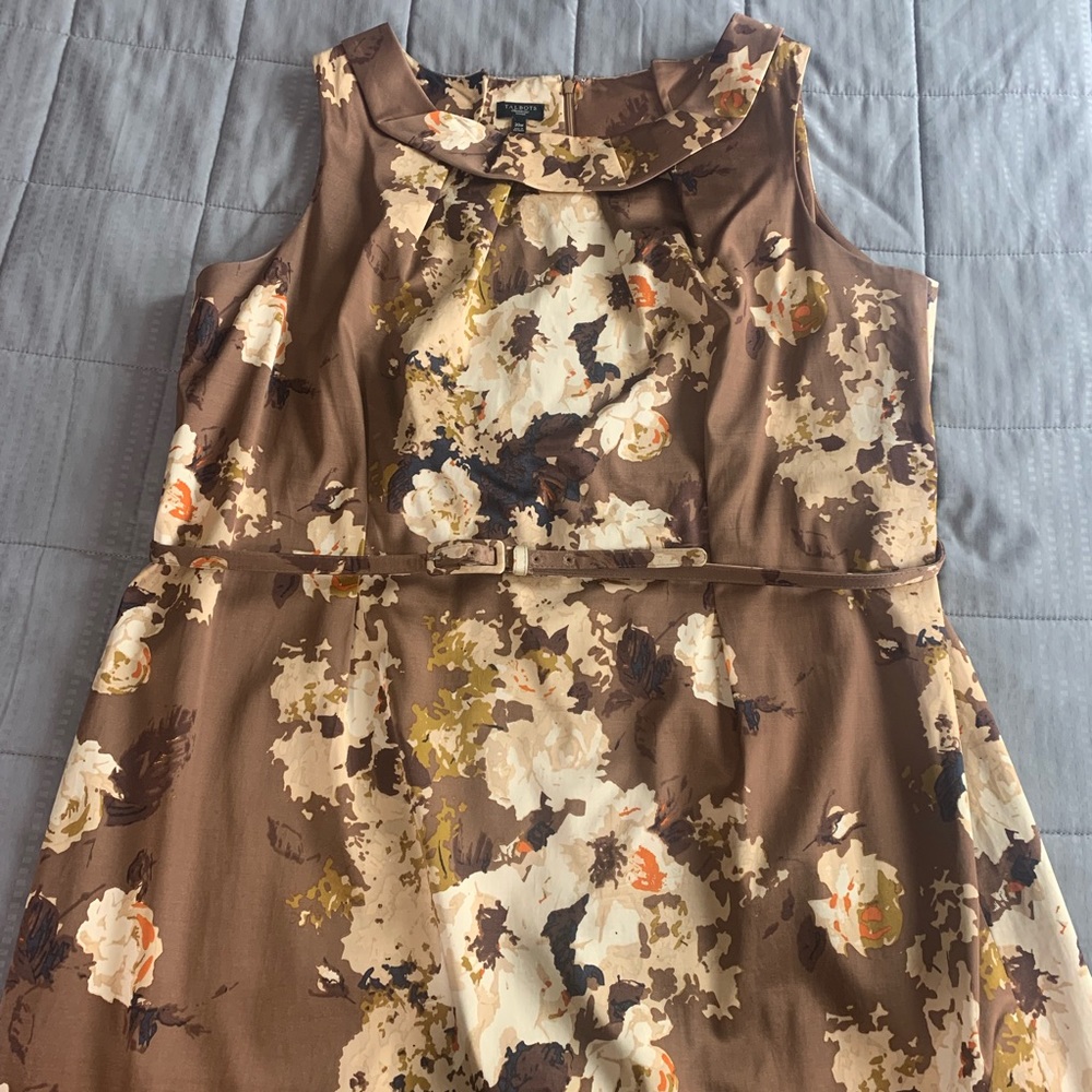 Talbots Brown & Cream Floral Sheath Dress Sz 20W